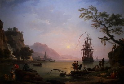 Udsigt over en havn om morgenen (morgen) af Claude Joseph Vernet