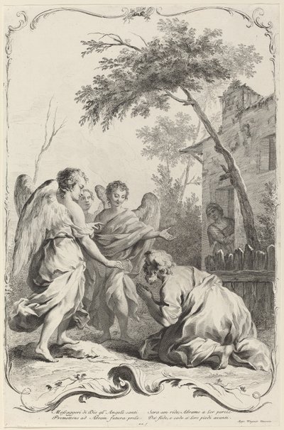 Abraham knæler foran de tre engle af Joseph Wagner