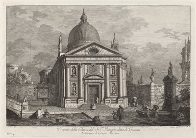 Prospekt for SS-kirken. Rosenkrans kendt som Gesuati af Joseph Wagner after Canaletto