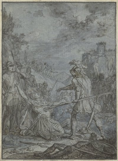 Overgivelse af en hærfører Gruppe af lignende illustrationer med riddere og ryttere (serietitel) af Joseph Werner