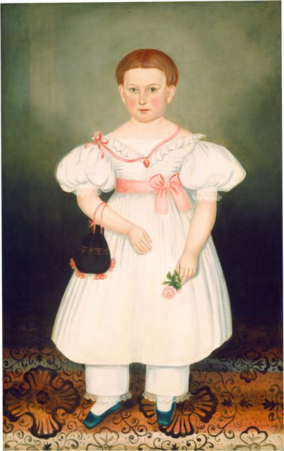 Pige med netskinne og rose, ca. 1840 (olie på lærred) af Joseph Whiting Stock