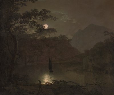 En sø ved måneskin af Joseph Wright of Derby