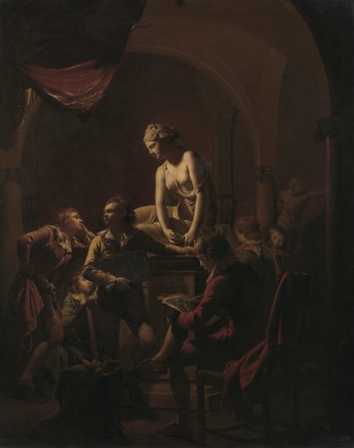 Academy af Lamplight af Joseph Wright of Derby