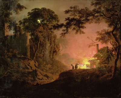 Sommerhus I Brand af Joseph Wright of Derby