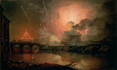 Fyrværkeri på Castel Sant Angelo, 1774-1778 af Joseph Wright of Derby