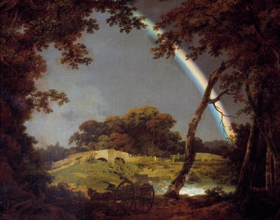 Landskab med regnbuen maleri af Joseph Wright fra Derby (1734-1797) 1794 Derby, Derby museum af Joseph Wright of Derby