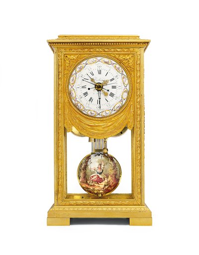 Louis XVI måned-gående middel og soltid mantel regulator med remontoire af Joseph and Robin Robert  Coteau