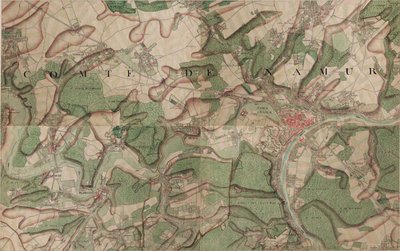 Kort over Namur af Joseph de Ferraris