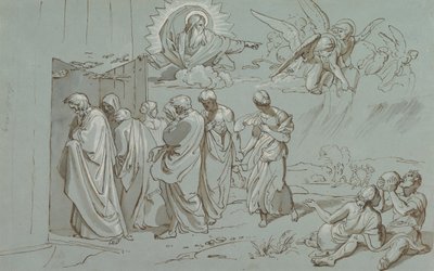 Gud kalder Noa og hans familie ind i arken, 1827. af Joseph von Fuhrich