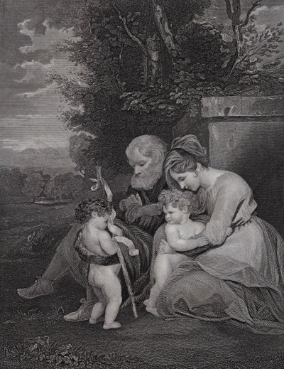Den hellige familie (gravering) af Joshua (after) Reynolds