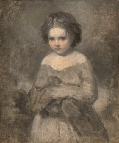 Studie af en ung pige, halvlang - ufærdig (olie på lærred) af Joshua (studio of) Reynolds
