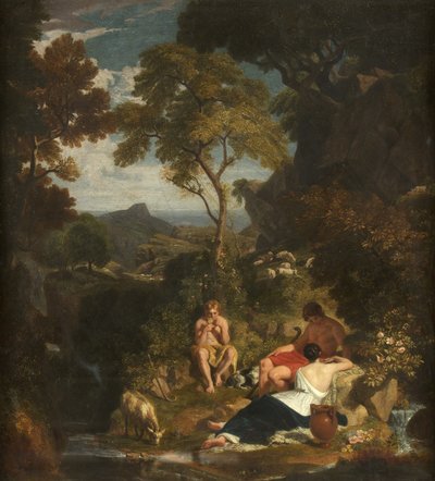 Arcadian Shepherds, ca. 1824 (olie på lærred) af Joshua Cristall