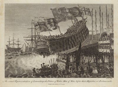 Lancering af Prince of Wales, Man of War, før deres Majestæter i Portsmouth af Joshua Cristall