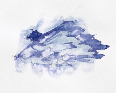 Blå akvarel-bjerge af Joshua Hoskins
