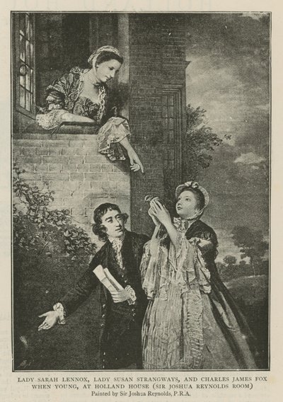 Lady Sarah Lennox, Lady Susan Strangways og Charles James Fox, da de var unge, i Holland House af Joshua Reynolds