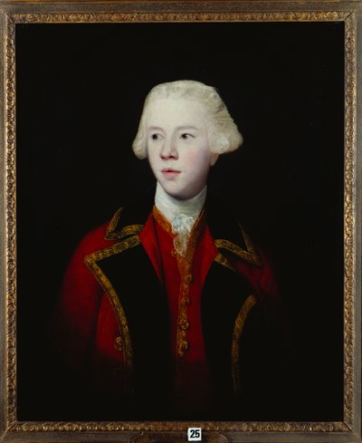 Portræt af George Augustus, 3. Viscount Howe, halv længde, iført 1. Gardes uniform af Joshua Reynolds
