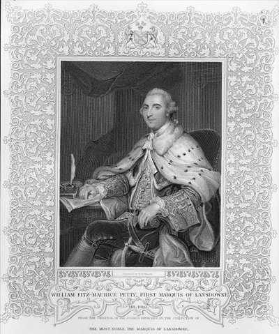 William Fitz-Maurice Petty, første markis af Lansdowne, graveret af H. Robinson af Joshua Reynolds