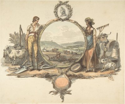 Design til en frontispice, ca. 1793. af Josiah Boydell