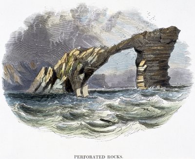 Perforerede klipper, fra Phenomena of Nature, 1849 af Josiah Wood Whymper