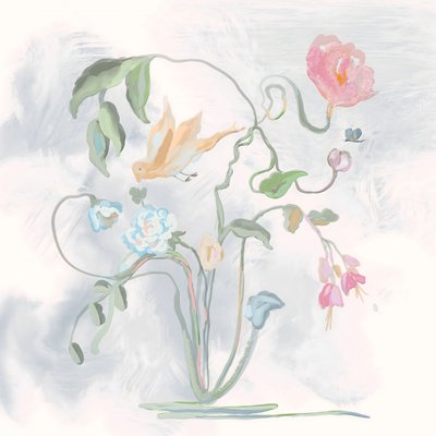 Pastelfarvede fugle og blomster af Josie George