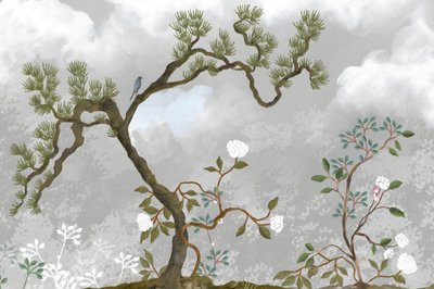 Fredfyldt fyrretræ og blomster af Josie George