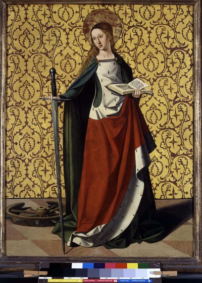 Bagsiden af altertavlen: St. Catherine of Alexandria af Josse (fl.1493 1508) Lieferinxe
