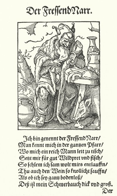 The Gluttonous Fool (gravering) af Jost (after) Amman