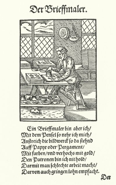 The Manuscript Illuminator (gravering) af Jost (after) Amman