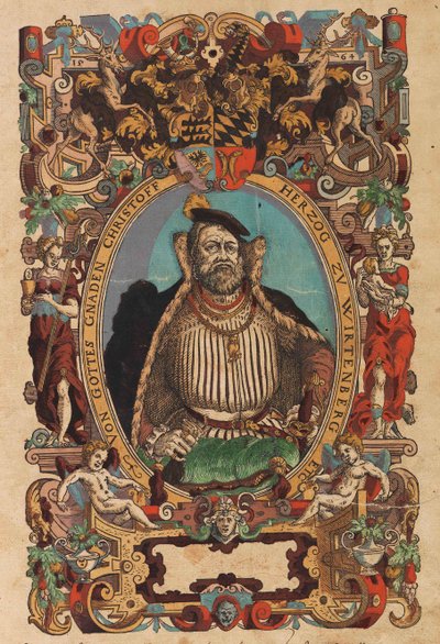 Portræt af hertug Christoph af Württemberg 1515-1568 Fra Biblia germanica, 1564. af Jost Amman
