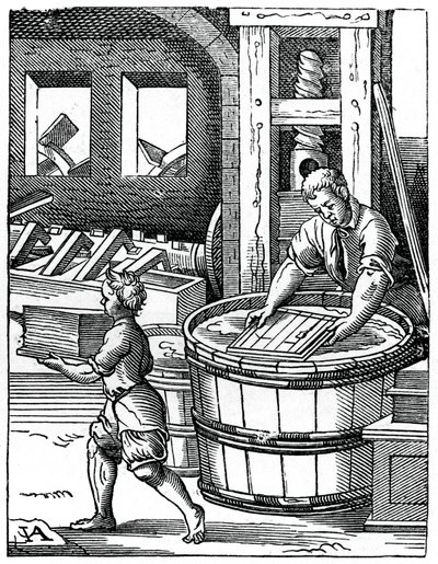 Papirmageren, 1500-tallet, 1870 af Jost Amman