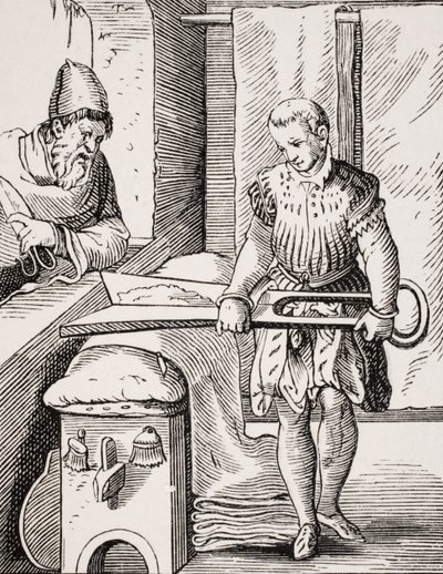 Klædefabrikant, reproduktion af træsnit fra det 16. århundrede, 19. århundrede af Jost (after) Amman