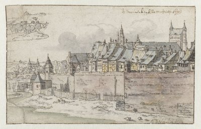 Udsigt over Maastrichts mure med Onze-Lieve-Vrouwekerk i baggrunden af Josua de Grave