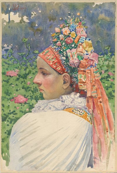 Slovakisk Brudepar Uprka, Joza (1861-1940). Olie på lærred, størrelse: 54,8x37 af Joža Uprka