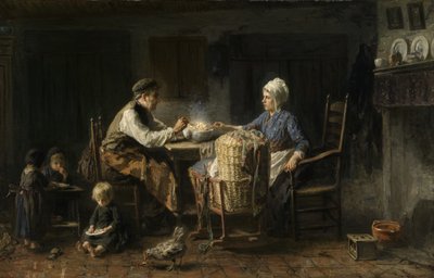 The Frugal Meal (olie på lærred) af Jozef (1824 1911) Israels