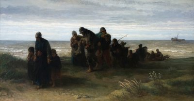 Fiskere bærer en druknet mand, ca. 1861 (olie på lærred) af Jozef (1824 1911) Israels