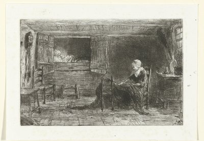 To figurer i et interiør af Jozef Israëls (possibly copy after)