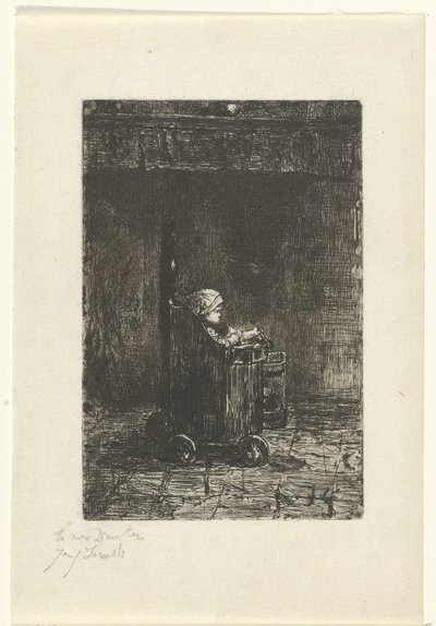 Barn i højstolen af Jozef Israëls (signed by artist)