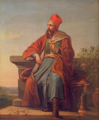 En tyrker hviler sig / En tyrker ryger en vandpibe af Jozef Israëls