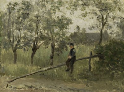 Country Boy på en stangbarriere af Jozef Israëls