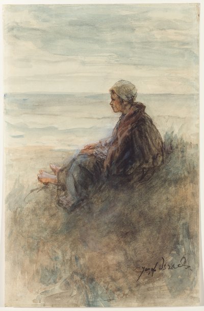 Pige på klitterne (wc) af Jozef Israëls