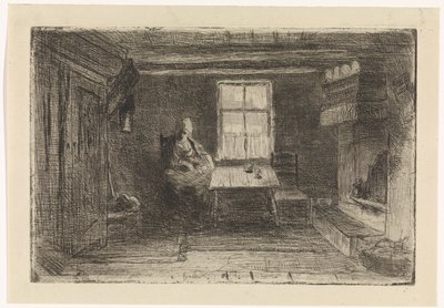 Interiør med mor og barn af Jozef Israëls