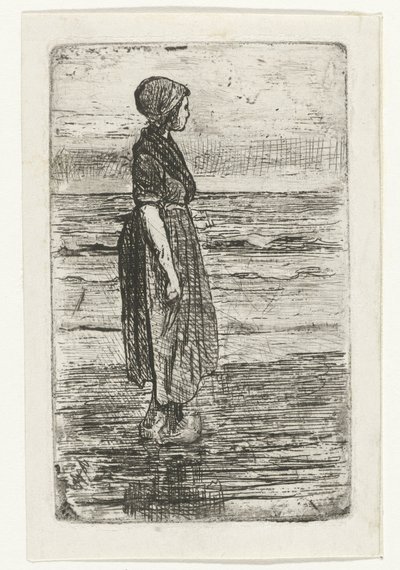 Stående kvinde på stranden af Jozef Israëls