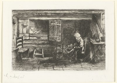 To figurer i et interiør af Jozef Israëls
