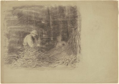 Farmers Shucking Corn [recto] af Jr. Enoch Wood Perry