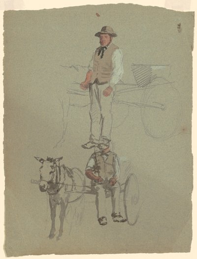 Studier af en mand og hestevogn af Jr. Enoch Wood Perry
