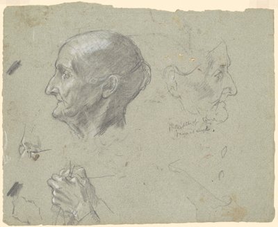 Studier af en ældre kvinde, der strikker af Jr. Enoch Wood Perry