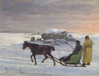 Malerne Jørgen Roed og Constantin Hansen tager en slædetur. af Jørgen Roed