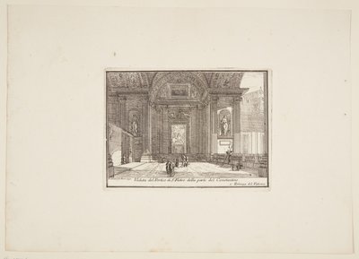 Udsigt over Portico of S. Pietro fra den del af Constantino. 1. Vatikanets palads af Jérôme Charles Bellicard
