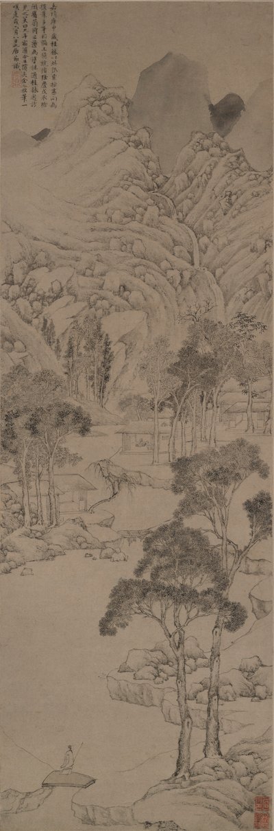 Landskab i stil med Wen Zhengming af Ju Jie