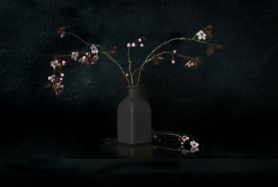 Stilleben med kirsebærblomster af Juan Antonio Palacios